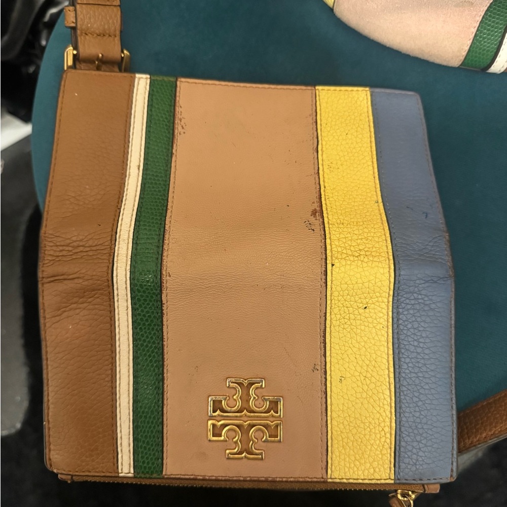 Tory Burch Tan Multicolor Leather Crossbody with Stripe Wallet - Picture 3 of 9
